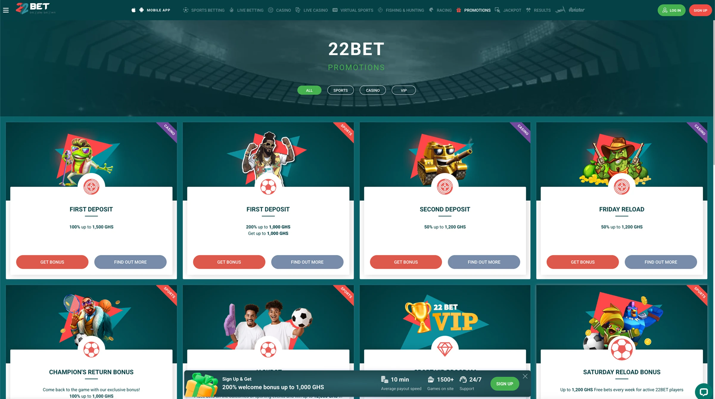 22Bet Promotions and Bonuses